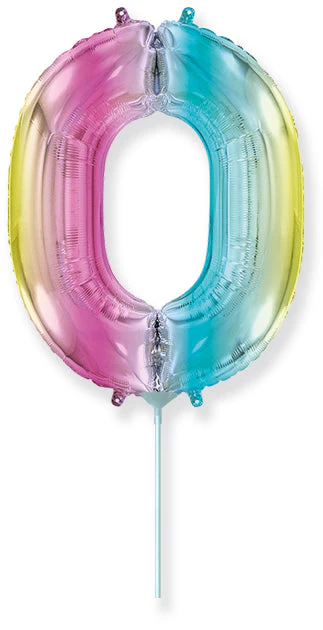14" Airfill Only Flexmetal Foil Balloon Number "0" Color Gradient