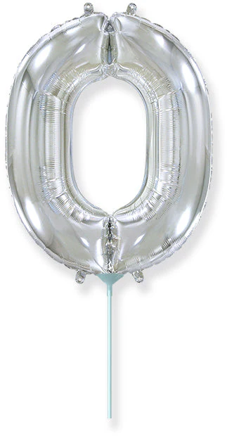 14" Airfill Only Flexmetal Foil Balloon Number "0" Color Silver