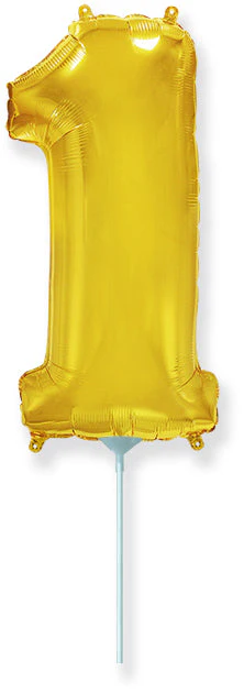 14" Airfill Only Flexmetal Foil Balloon Number "1" Color Gold