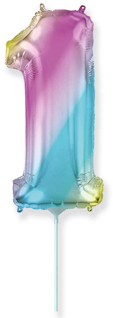 14" Airfill Only Flexmetal Foil Balloon Number "1" Color Gradient