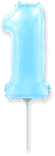 14" Airfill Only Flexmetal Foil Balloon Number "1" Color Pastel Baby Blue