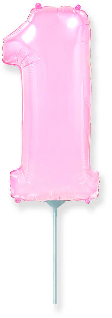 14" Airfill Only Flexmetal Foil Balloon Number "1" Color Pastel Pink