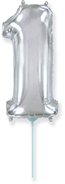 14" Airfill Only Flexmetal Foil Balloon Number "1" Color Silver