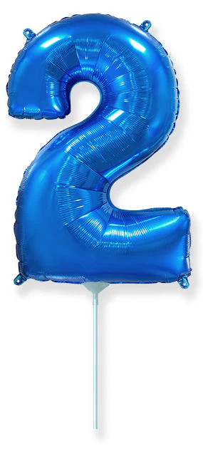 14" Airfill Only Flexmetal Foil Balloon Number "2" Color Blue