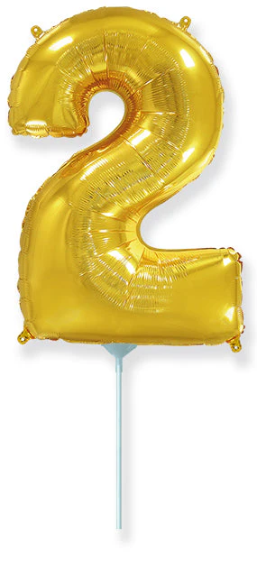 14" Airfill Only Flexmetal Foil Balloon Number "2" Color Gold