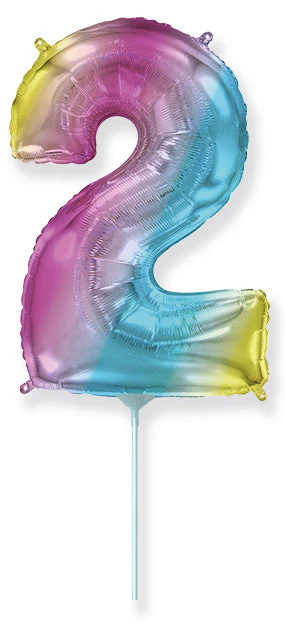 14" Airfill Only Flexmetal Foil Balloon Number "2" Color Gradient