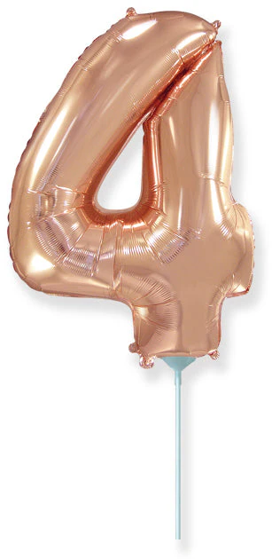 14" Airfill Only Flexmetal Foil Balloon Number "4" Color Rose Gold