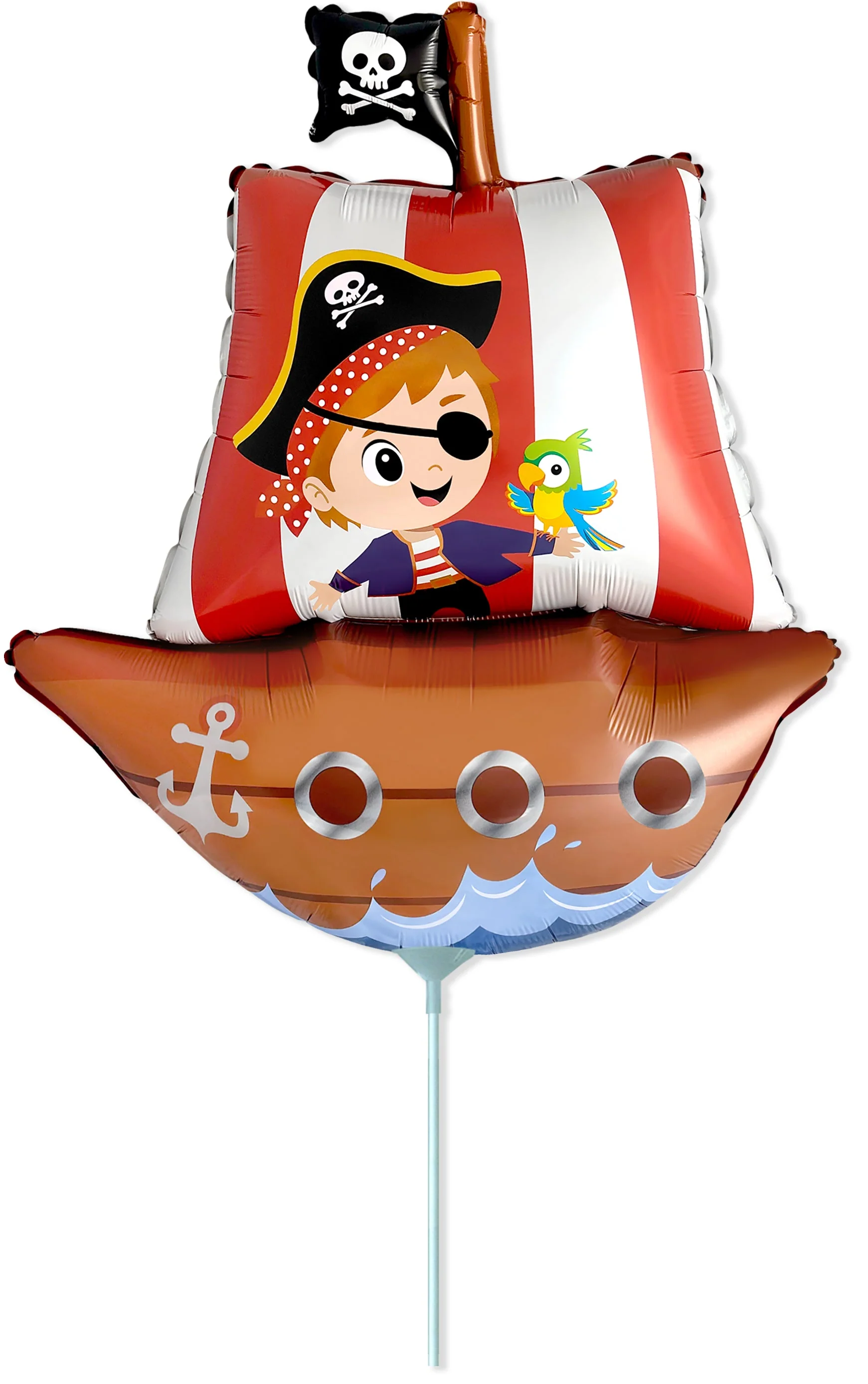 14" Airfill Only Kid Pirate Ship Foil Balloon