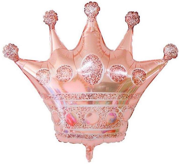 14" Airfill Only (Sticks Sold Separately) Rose Gold Airfilled Crown Shape Foil Balloon