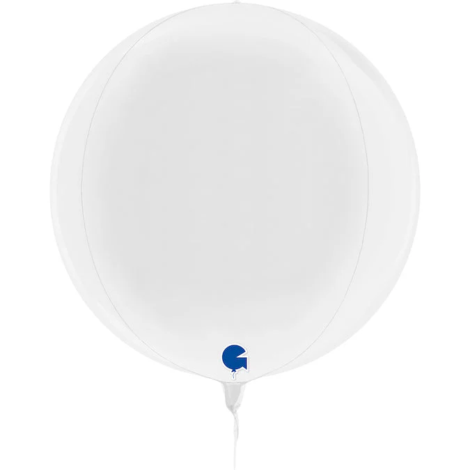 15" (22" Deflated) Globe White 4D Foil Balloon