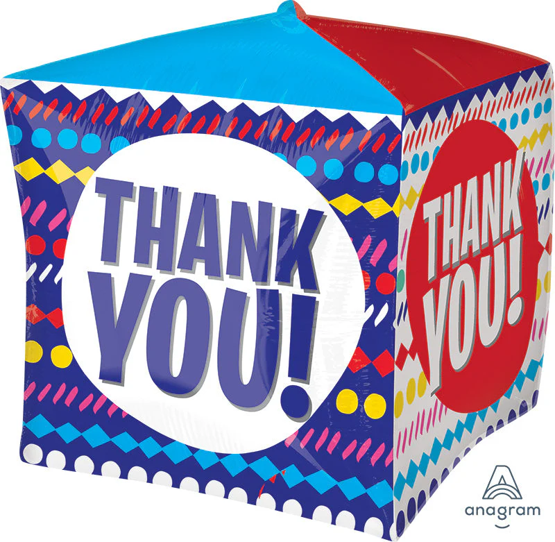15" Thank You Streamers UltraShape Cubez Foil Balloon - Image 2