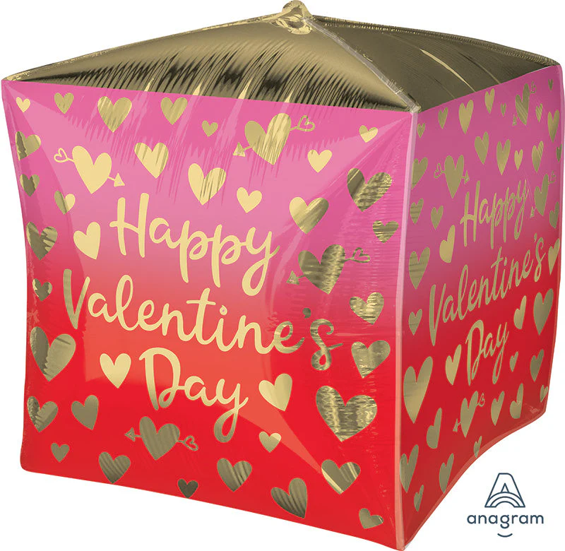 15" UltraShape Cubez Happy Valentine's Day Foil Balloon