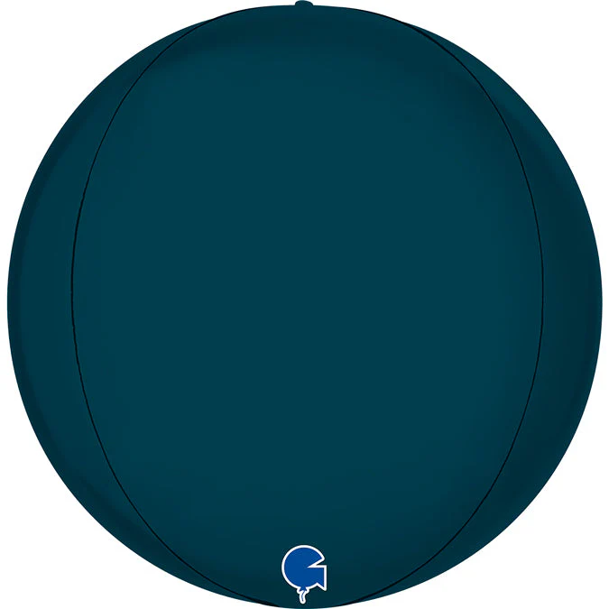 15" (22" Deflated) Globe Satin Petrol Blue 4D Foil Balloon