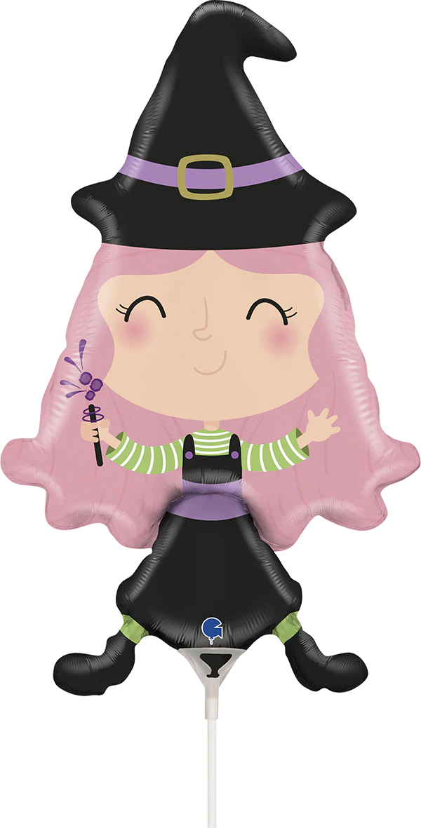 16" Airfill Only (Sticks Sold Separately) Lovable Witch mini Foil Balloon