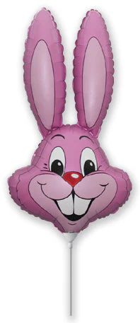 16" Airfill Only (Sticks Sold Separately) Pink Bunny Rabbit Head Foil Balloon