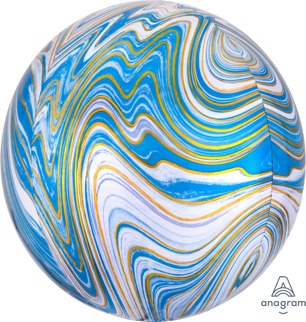 16" Jumbo Blue Marblez Orbz Foil Balloon