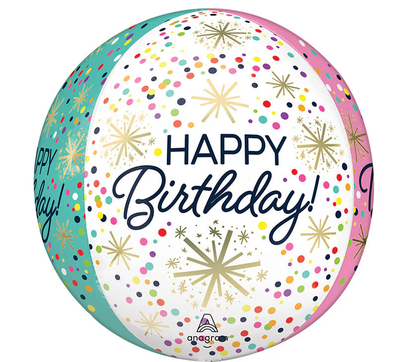 16" Orbz Confetti Sprinkle Birthday Orbz Foil Balloon