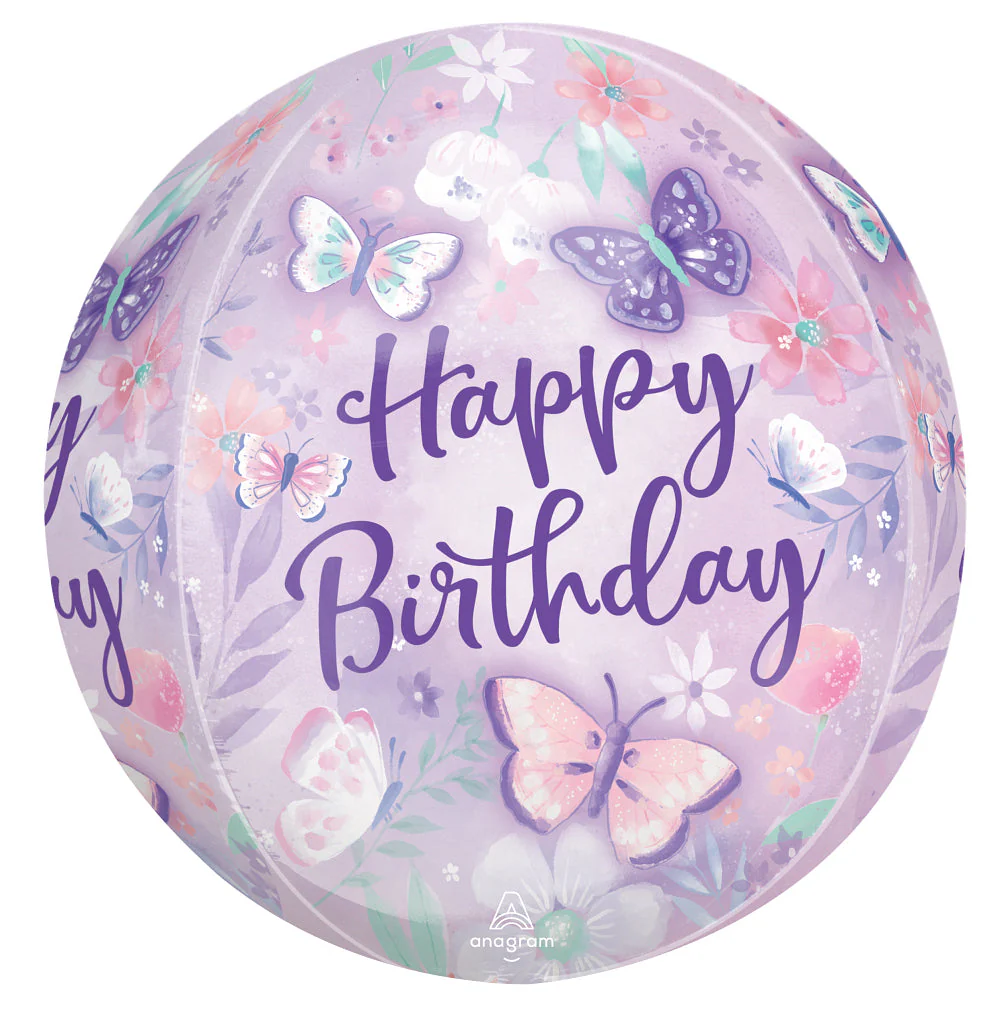 16" Orbz Flutters Happy Birthday Foil Balloon