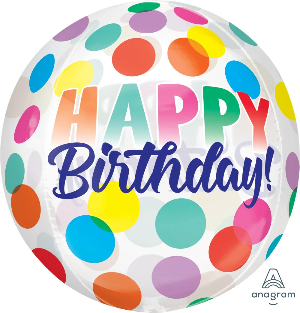 16" Orbz Happy Birthday Big Dots Foil Balloon