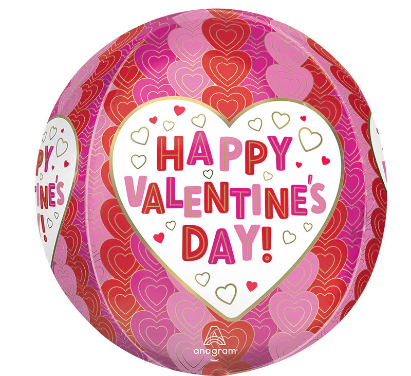 16" Orbz Happy Valentine's Day Wrapped in Hearts Foil Balloon
