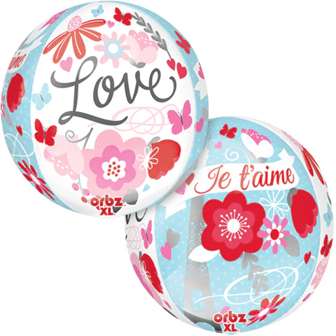 16" Orbz Meet Me in Paris Balloon Packaged