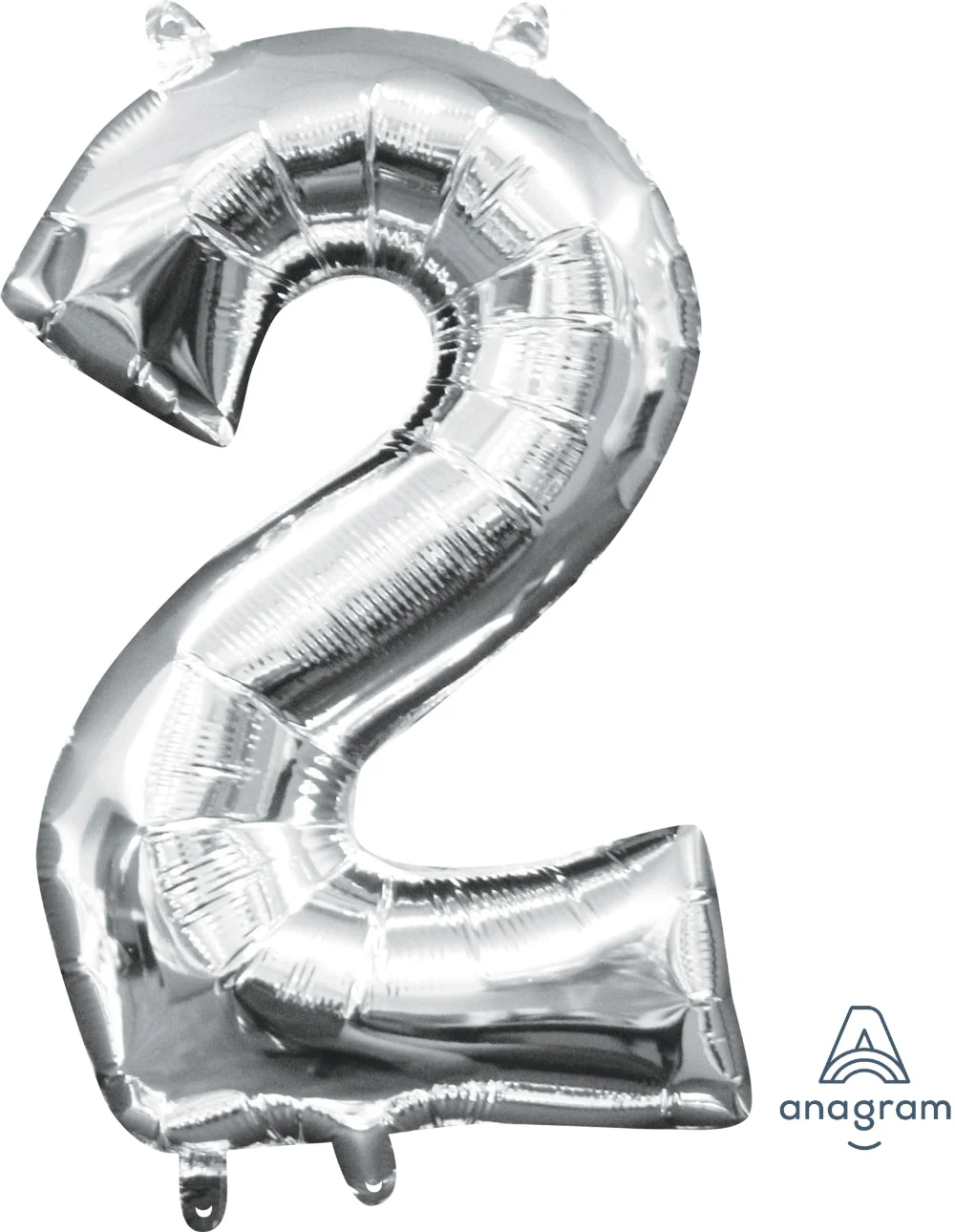 16" Airfill Only Anagram Brand Number "2" Silver Foil Balloon