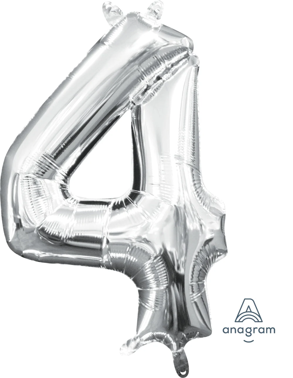16" Airfill Only Anagram Brand Number "4" Silver Foil Balloon