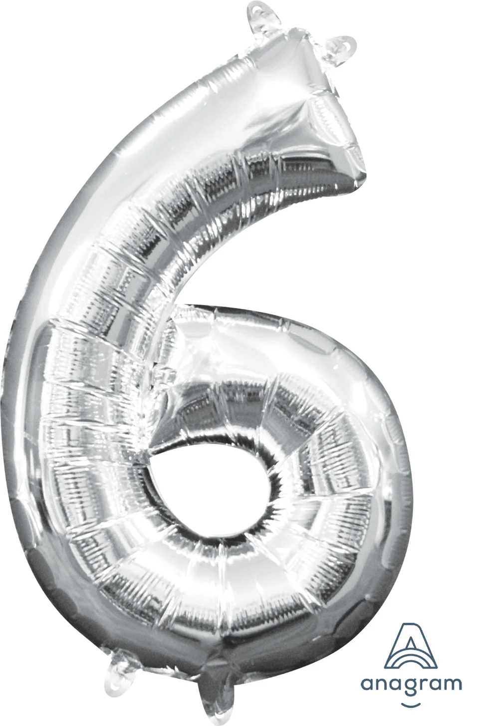 16" Airfill Only Anagram Brand Number "6" Silver Foil Balloon