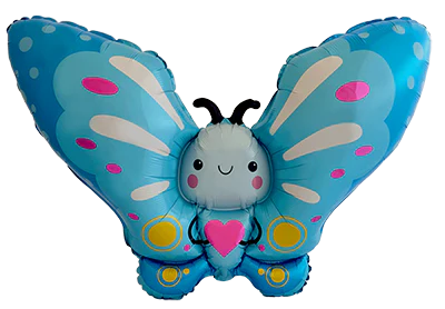 16" Airfill Only (Sticks Sold Separately) Cute Butterfly Blue Mini Foil Balloon