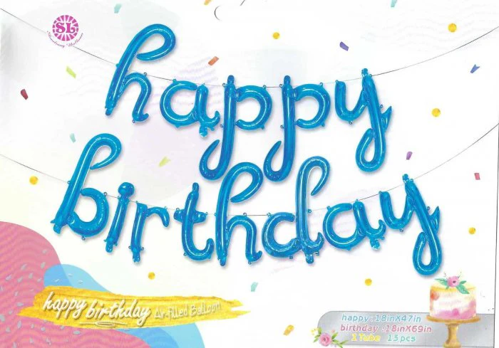16" Airfill Only Happy Birthday Joint Blue Kit Foil Balloons