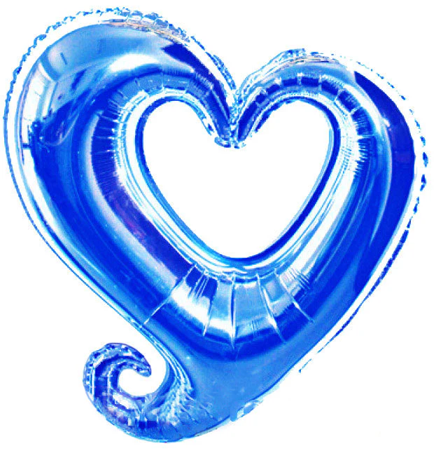 16" Airfill Only (Sticks Sold Separately) Metallic Blue Open Heart Mylargram Foil Balloon
