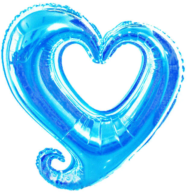 16" Airfill Only (Sticks Sold Separately) Metallic Light Blue Open Heart Mylargram Foil Balloon
