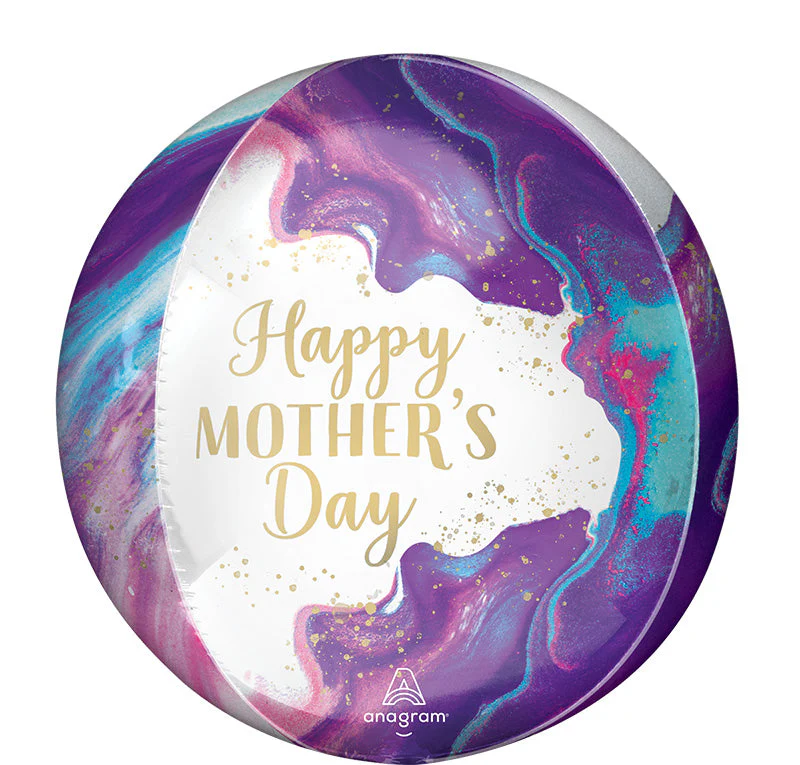 16" Happy Mother's Day Alluring Marble Orbz Foil Balloon