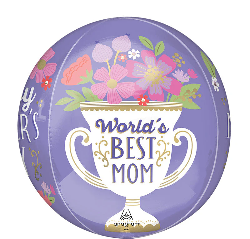 16" Happy Mother's Day World's Best Mom Orbz Foil Balloon - Image 2