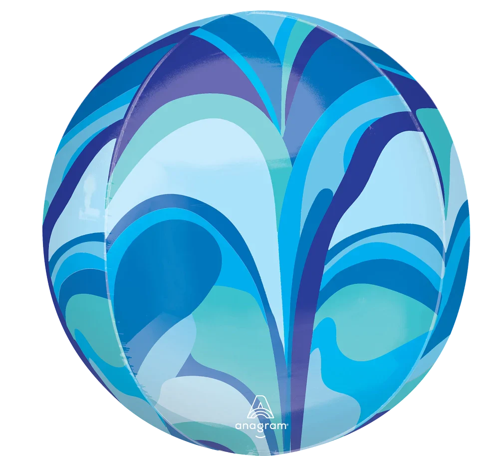 16" Jumbo Orbz Blue Macro Marble Foil Balloon