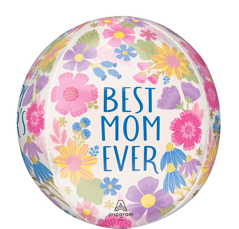 16" Mother's Day Botanical Lines Orbz Foil Balloon - Image 2