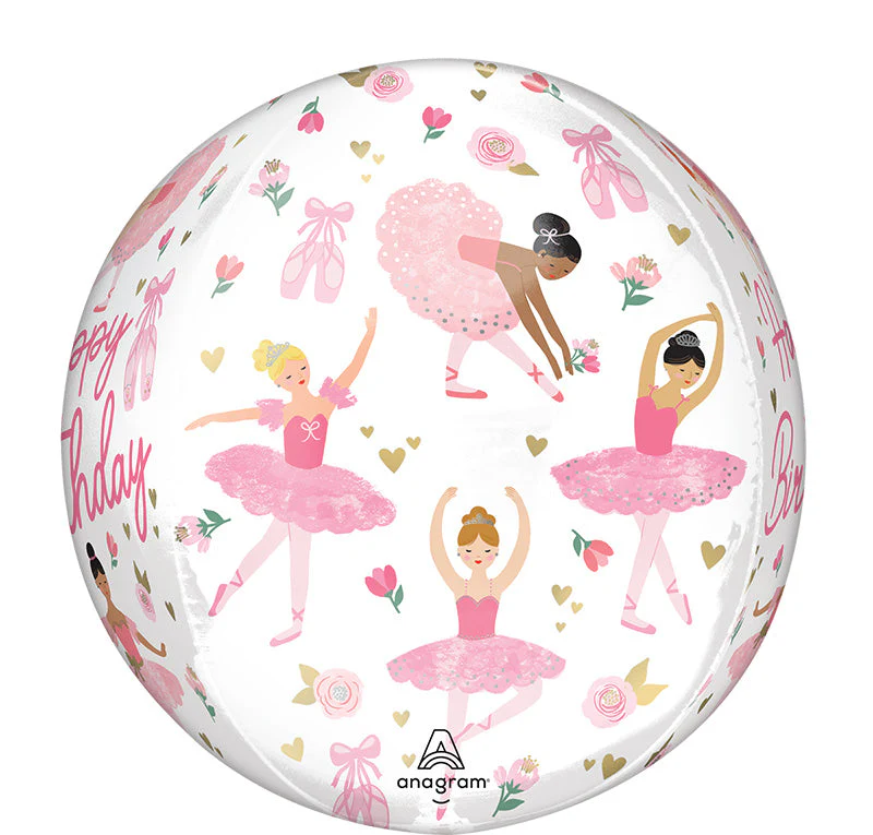 16" Orbz Ballerina Girl Birthday Foil Balloon - Image 2