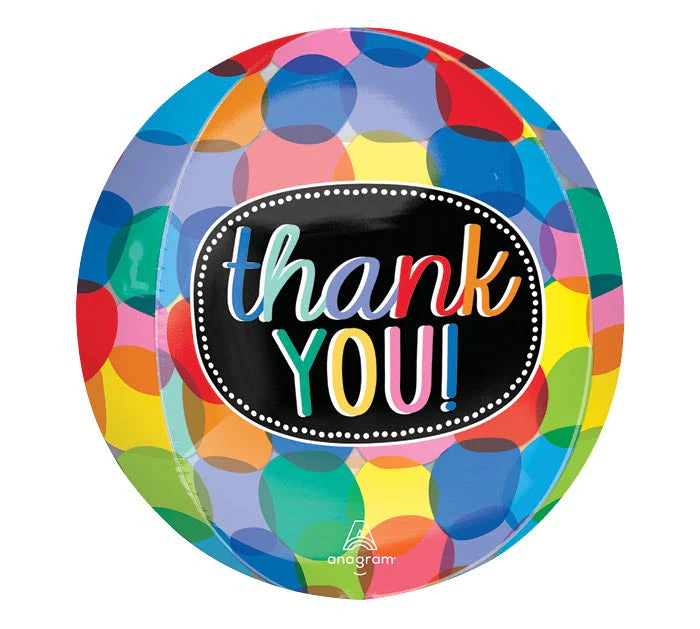 16" Orbz Clear Bubbly Thank You Foil Balloon