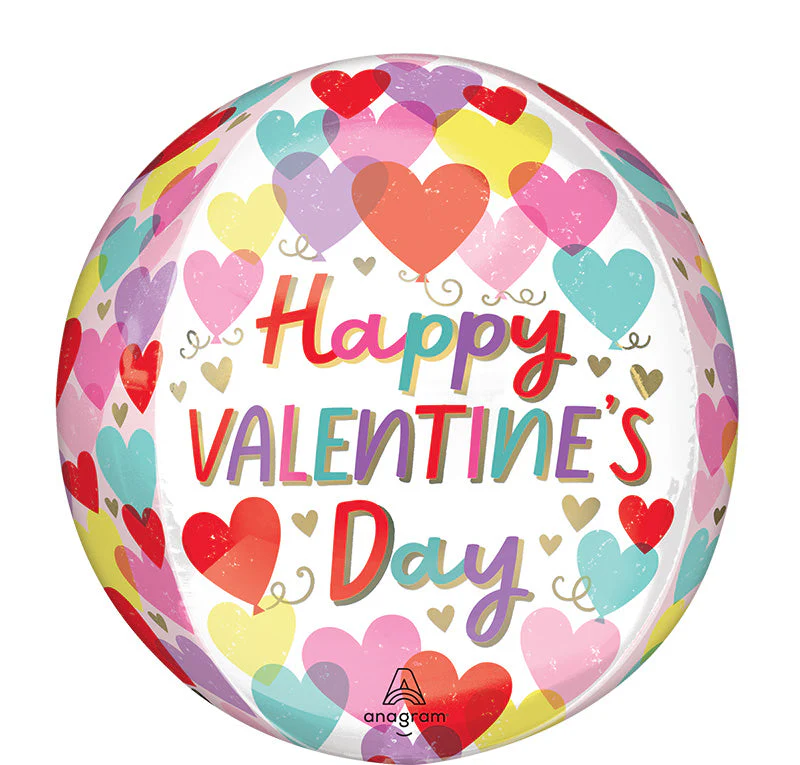 16" Orbz Happy Valentine's Day Hearts on Hearts Foil Balloon