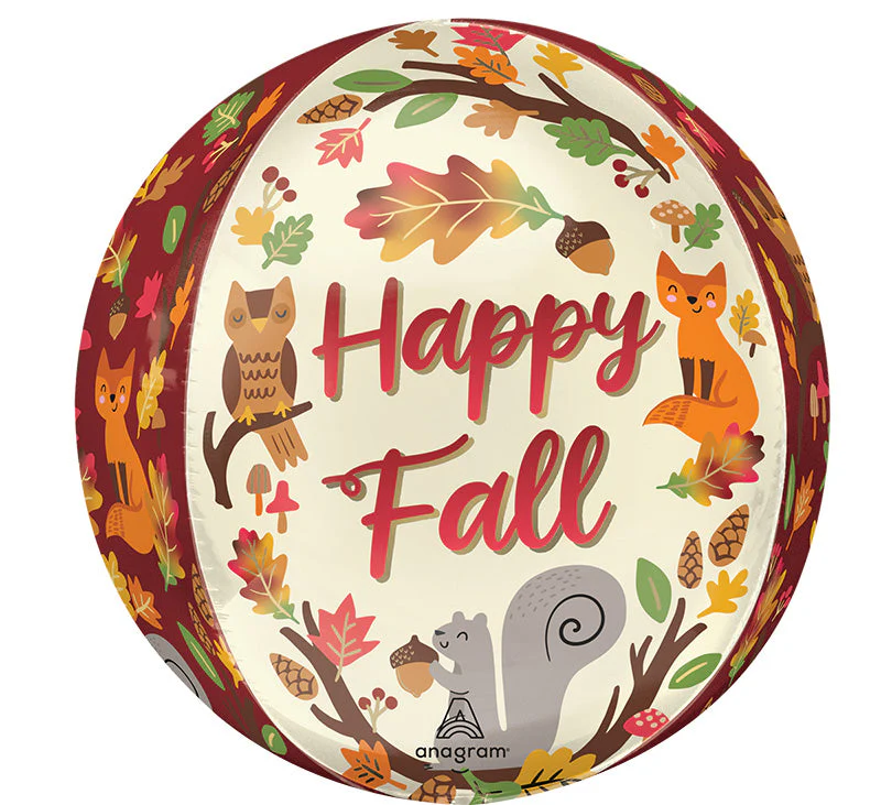 16" Orbz Satin Happy Fall Critters Foil Balloon