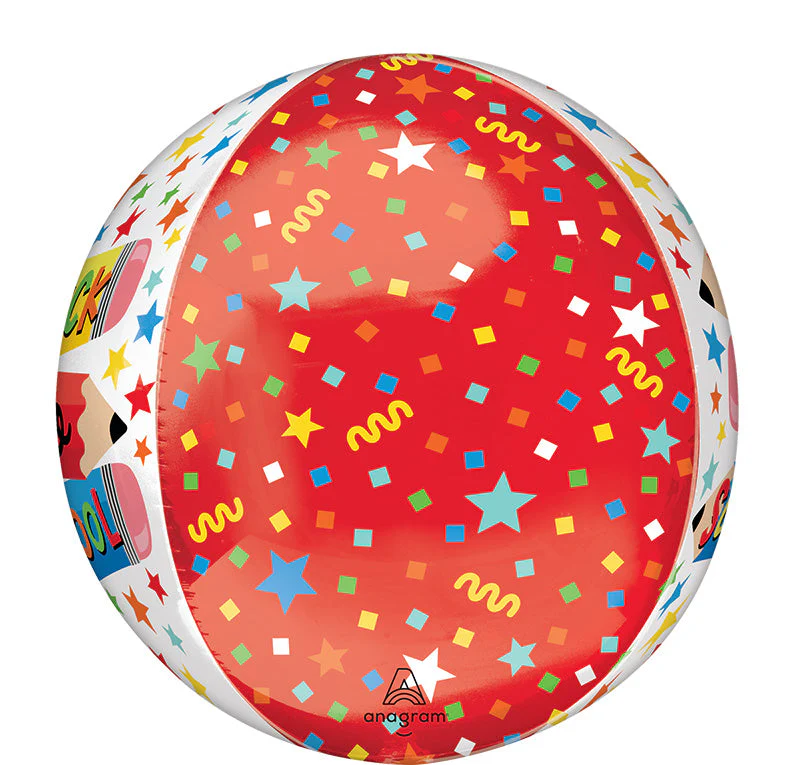 16" Write On Back to School Orbz Foil Balloon - Image 2