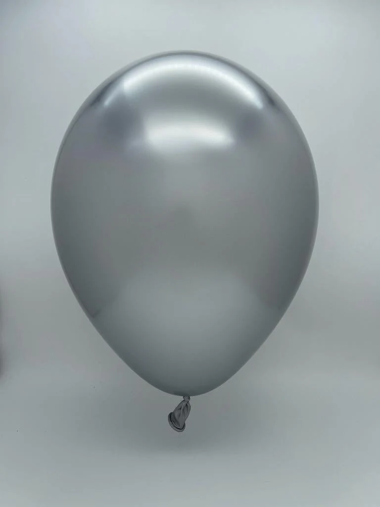 160G Gemar Latex Balloons (Bag of 50) Shiny Silver Twisting - Image 2
