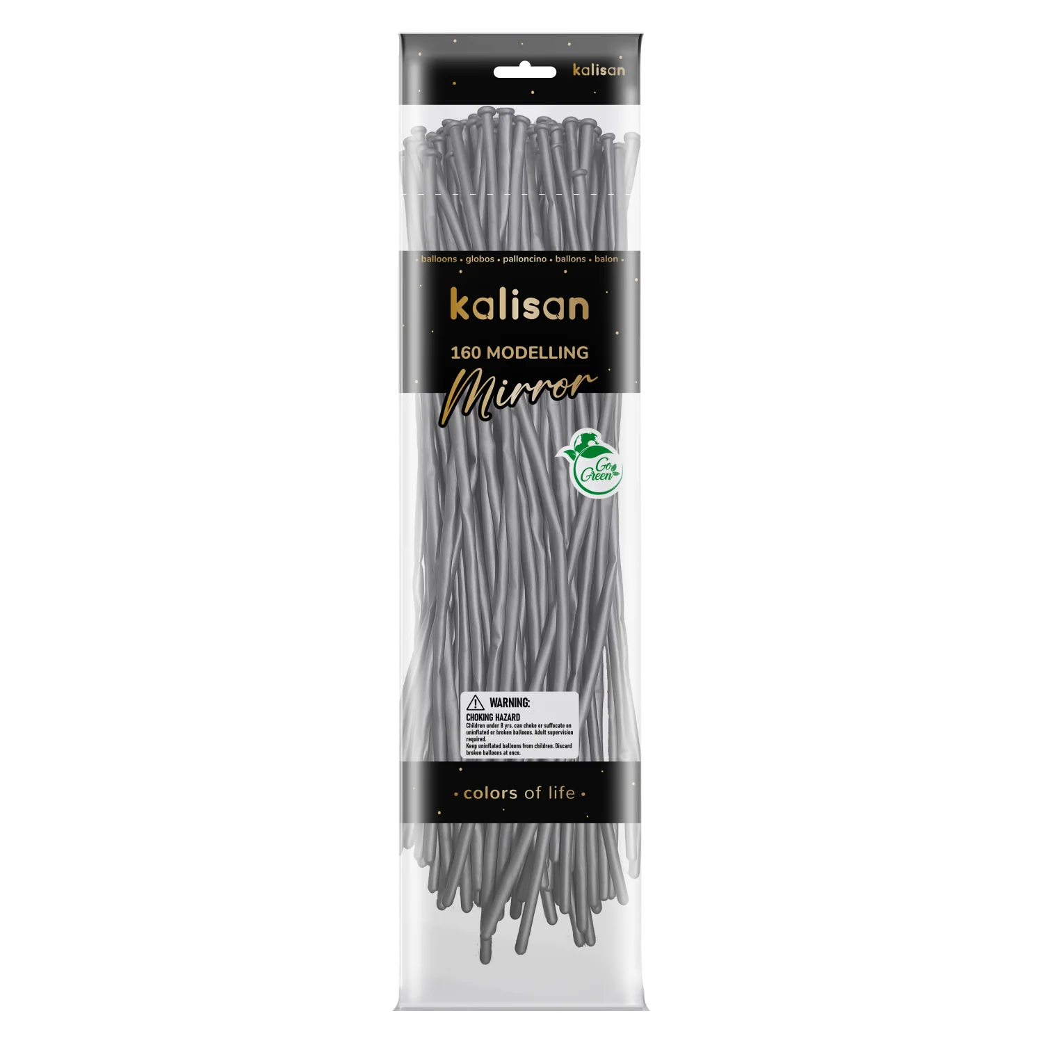 160K Nozzle Up Kalisan Twisting Latex Balloons Mirror Silver (50 Per Bag)