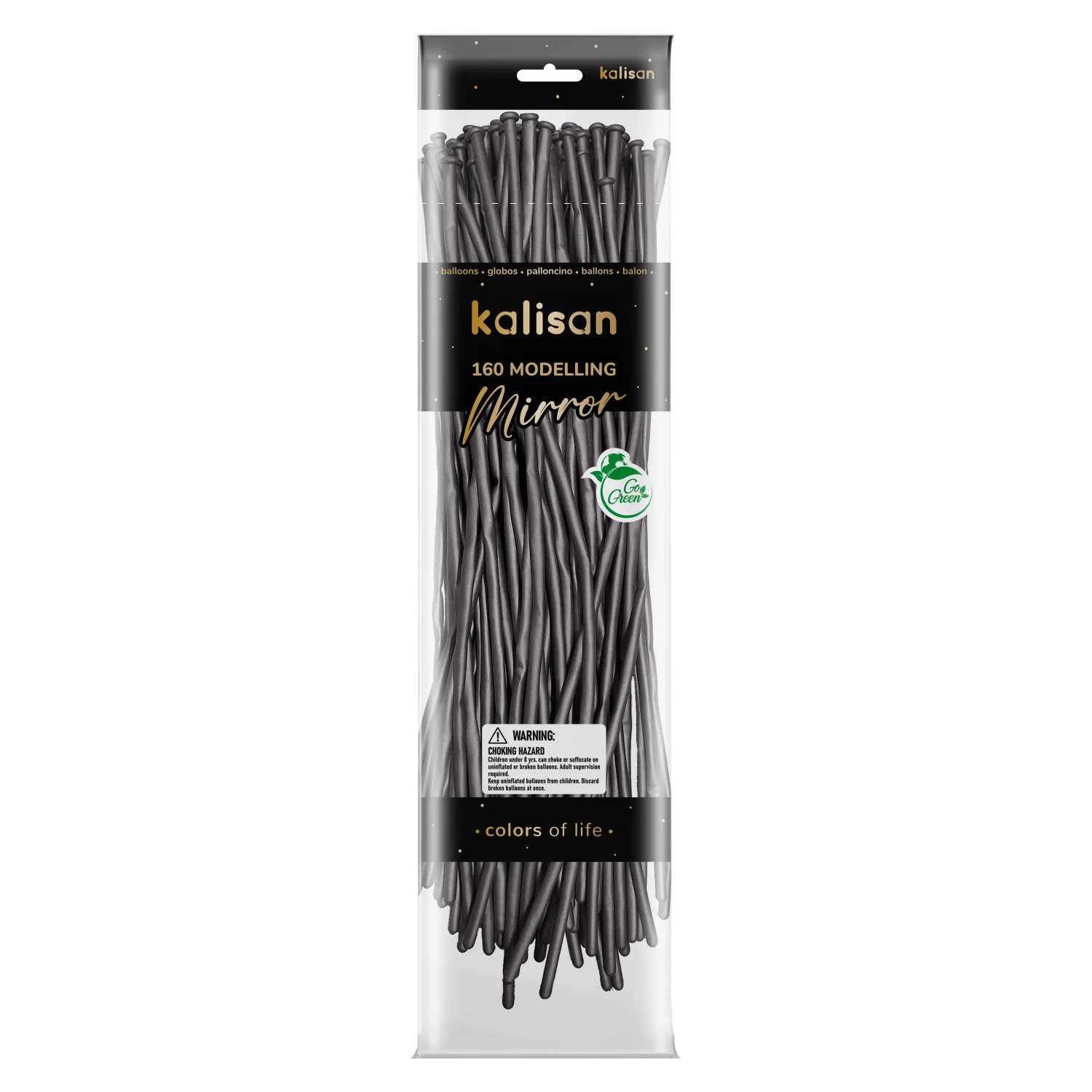160K Nozzle Up Kalisan Twisting Latex Balloons Mirror Space Grey (50 Per Bag)