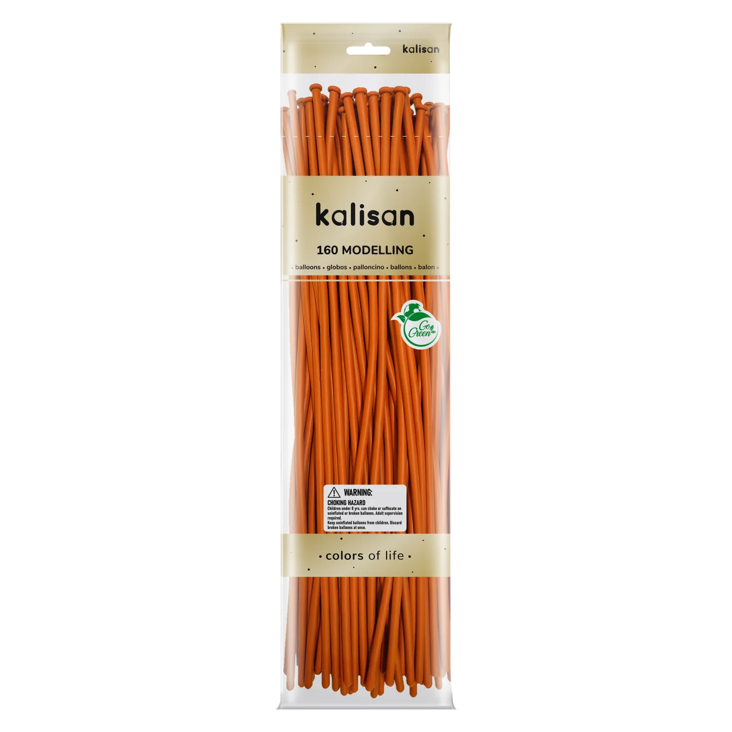 160K Nozzle Up Kalisan Twisting Latex Balloons Standard Orange (50 Per Bag)