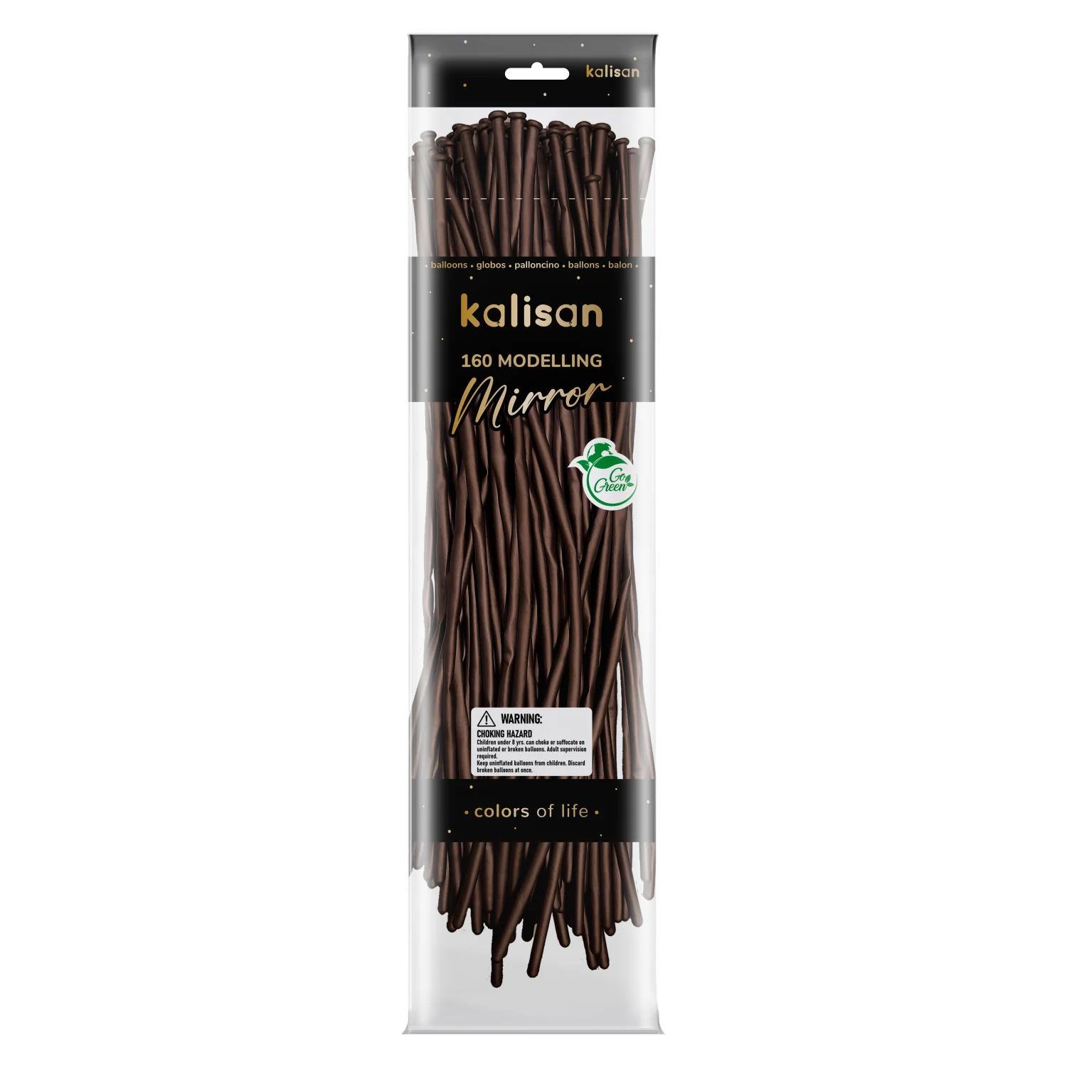160K Kalisan Nozzle Up Twisting Latex Balloons Mirror Chocolate Brown (50 Per Bag)