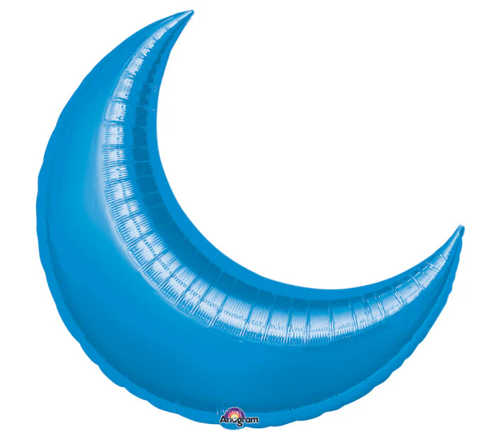 17" Airfill Only (Sticks Sold Separately) Mini Shape Blue Crescent Balloon