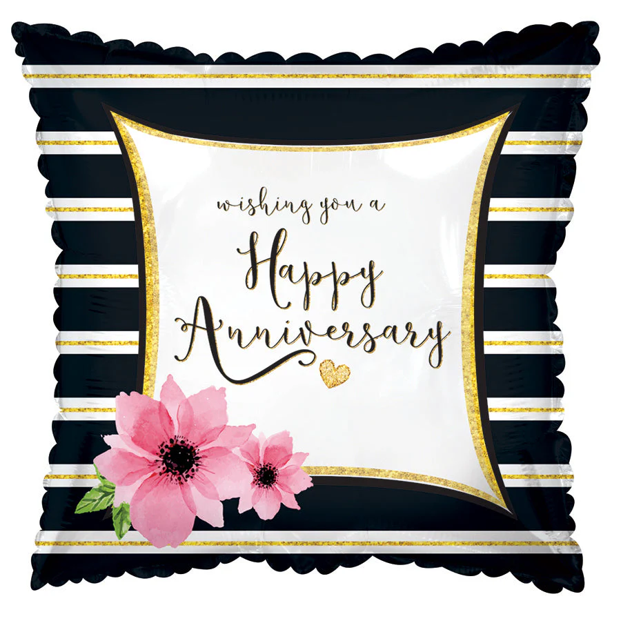 17" Anniversary Stripes Foil Balloon