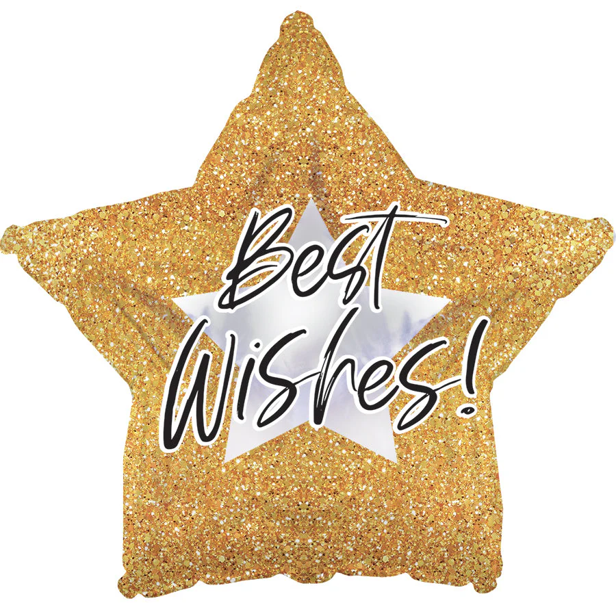17" Best Wishes Glitter Foil Balloon