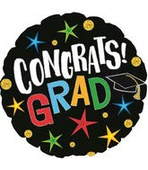 17" Congrats Grad Star and Dots Foil Balloons